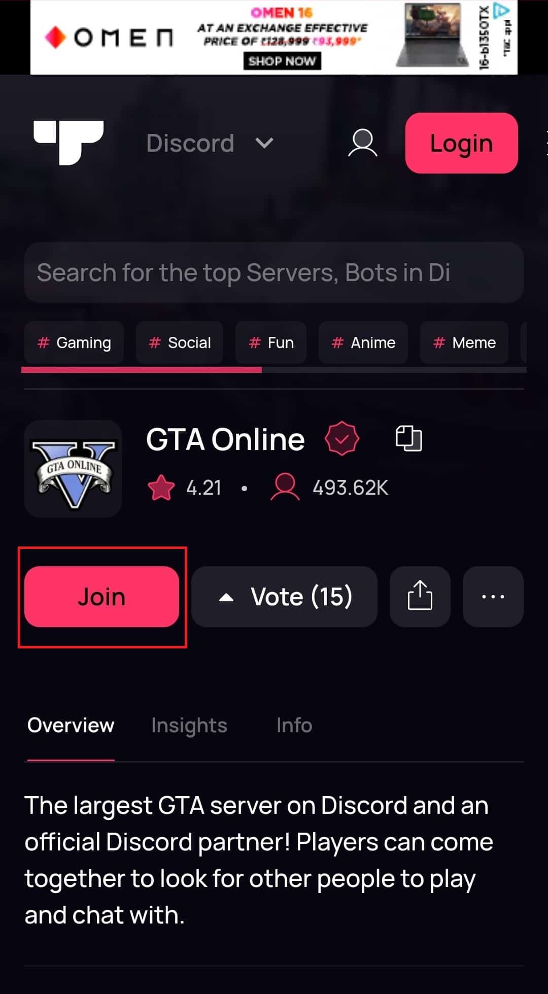 Tap on the Join option. How to Join Discord Server Without Link on Mobile