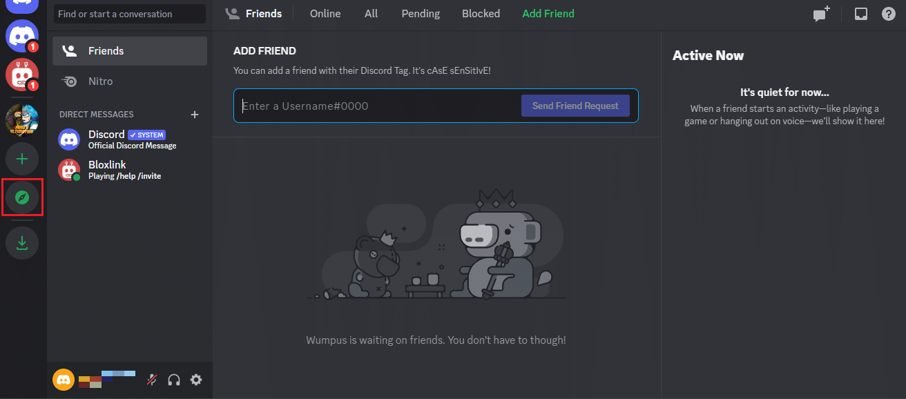 click on compass icon on Discord