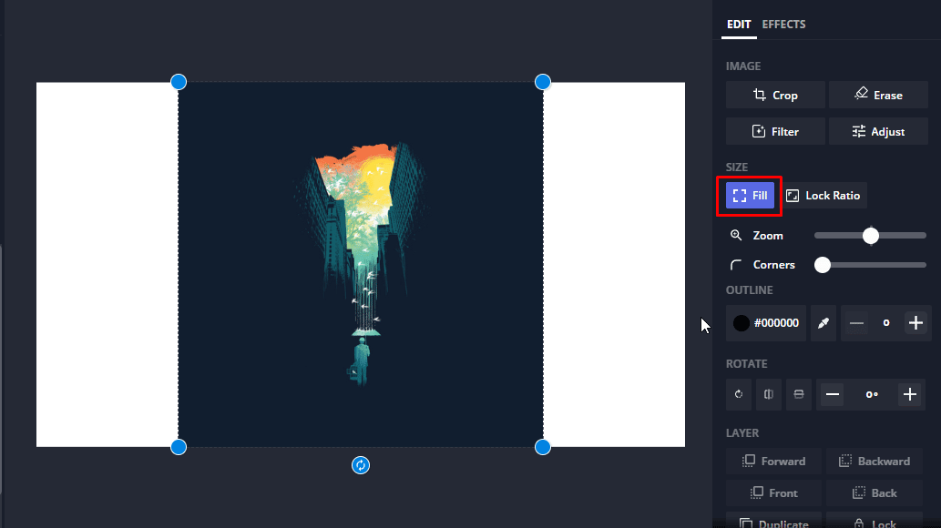 After your picture is cropped, click on the Fill option so that there is no loss in photo. It will also add a white border which looks good on Instagram.