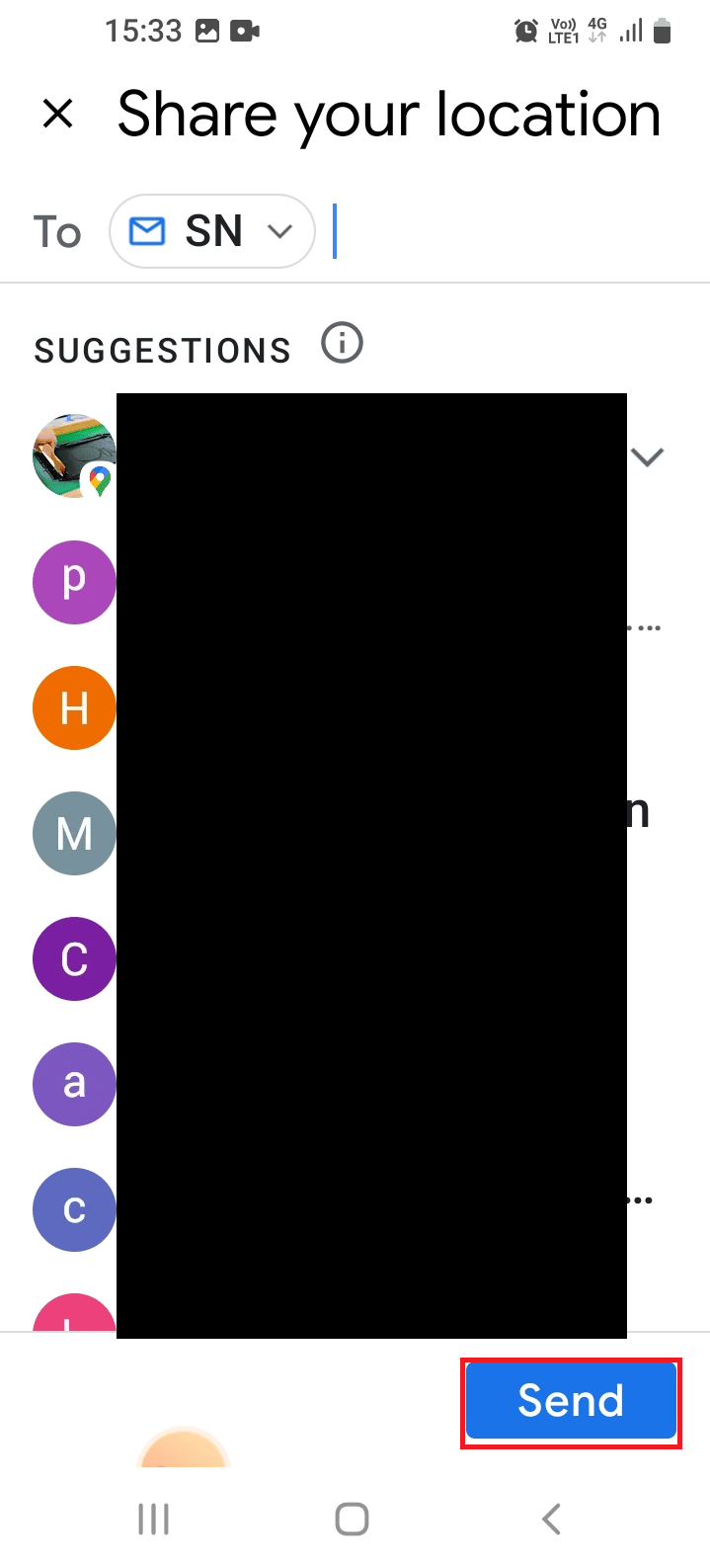 tap on the Send button
