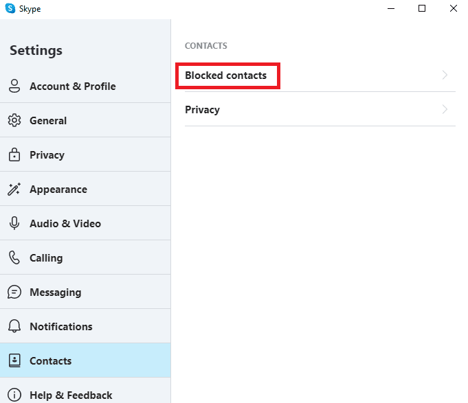 click on Blocked contacts