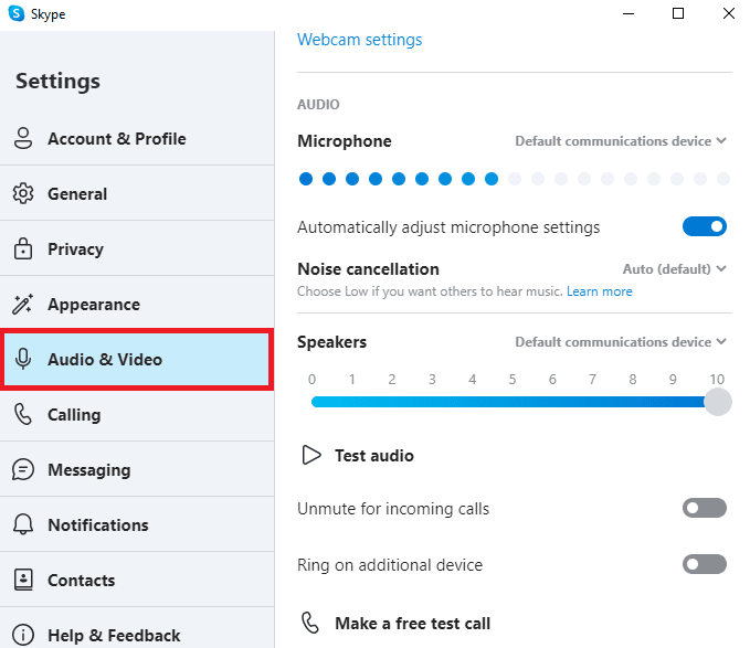 navigate to the Audio & Video panel. Fix Skype Does Not Ring on Incoming Calls