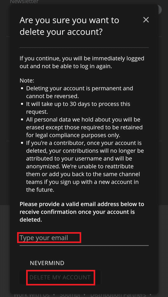 Enter your Email and select DELETE MY ACCOUNT. How to Delete Rakuten Account