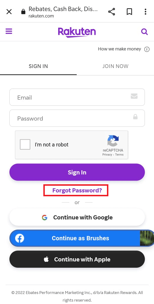 Tap on the Sign In option. is it safe to link a credit card to Rakuten