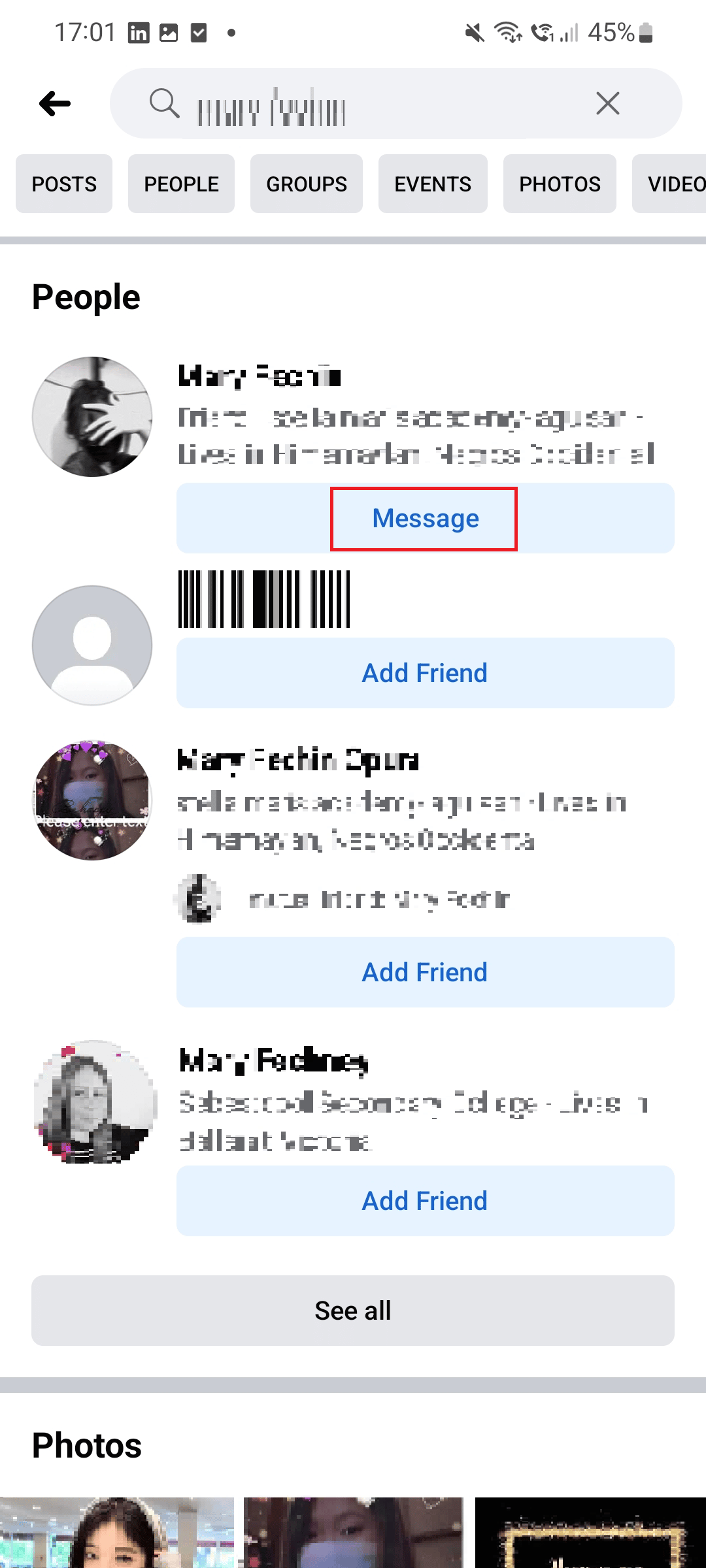 Then, tap on the Message icon.