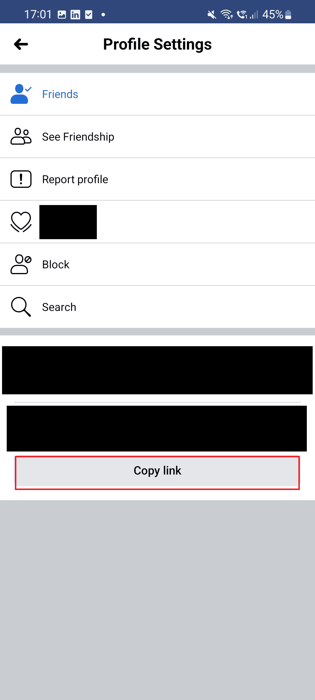 Tap on the Copy link option.
