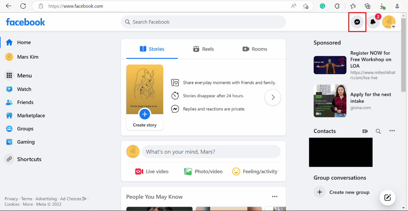 Click on the Message icon.