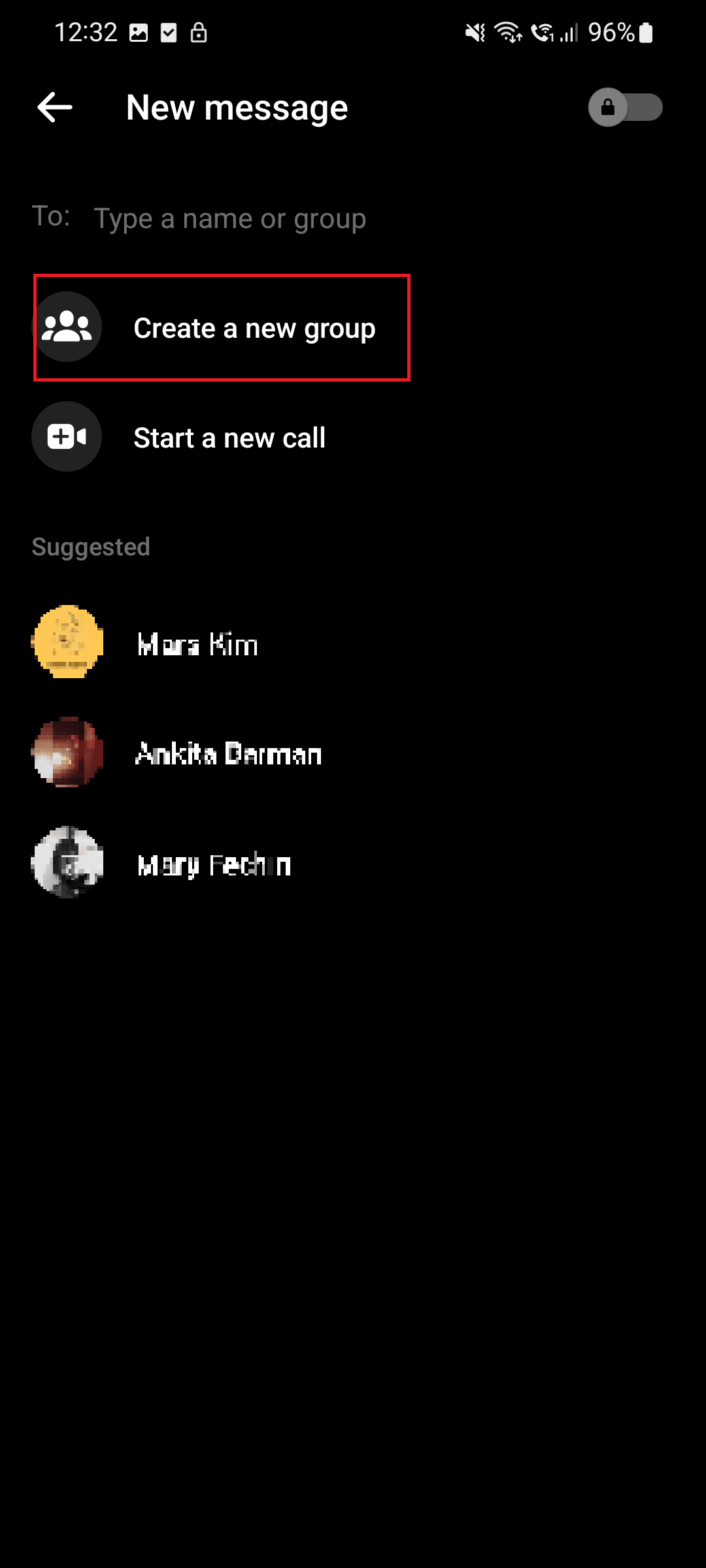 Tap on Create a new group option.