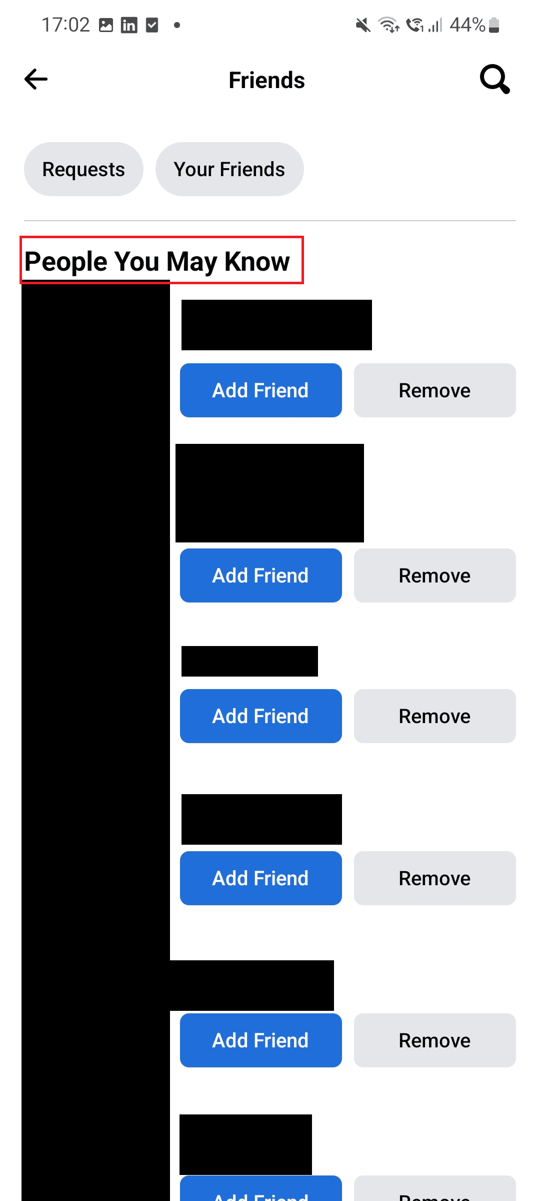 Now, you will see People You May Know list.