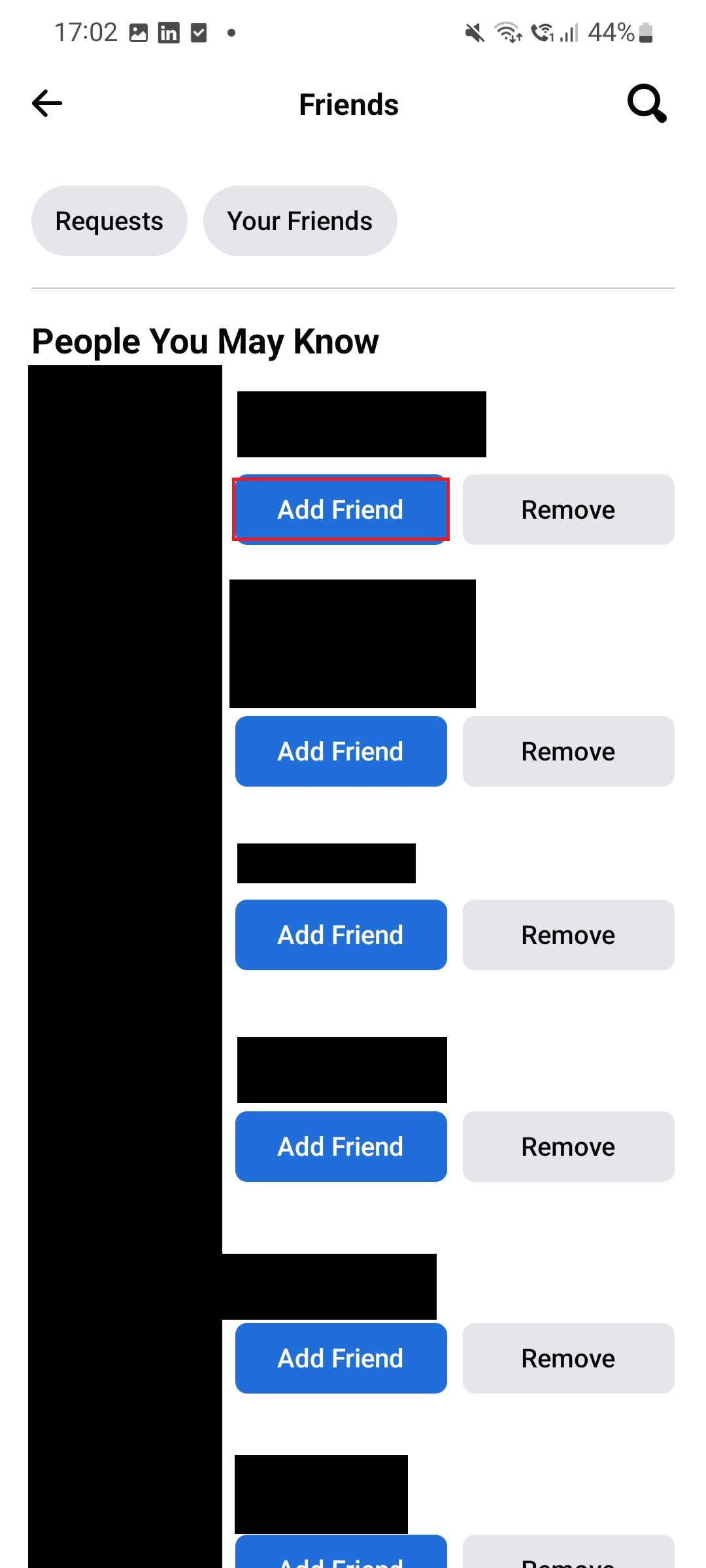 Tap on Add Friend | How to Recommend Friends on Facebook