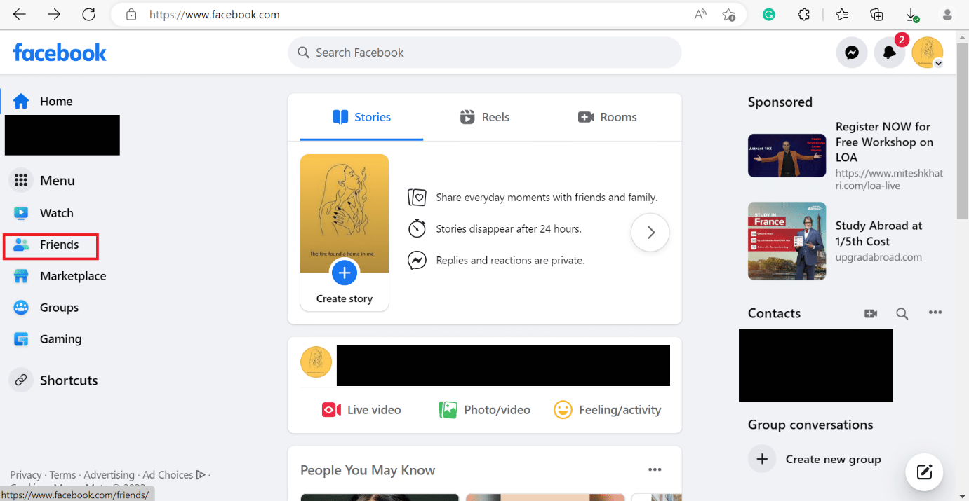Select the Friends icon located on the left side of the screen.