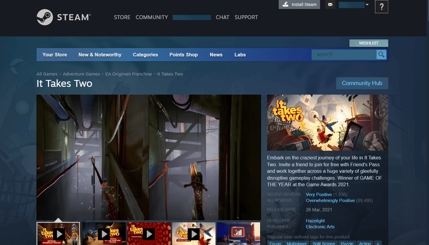 It Takes Two game Steam. PS4 add Xbox friends