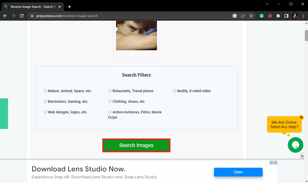 Click on Search Images to search your image. How to Run Reverse Scammer Image Search