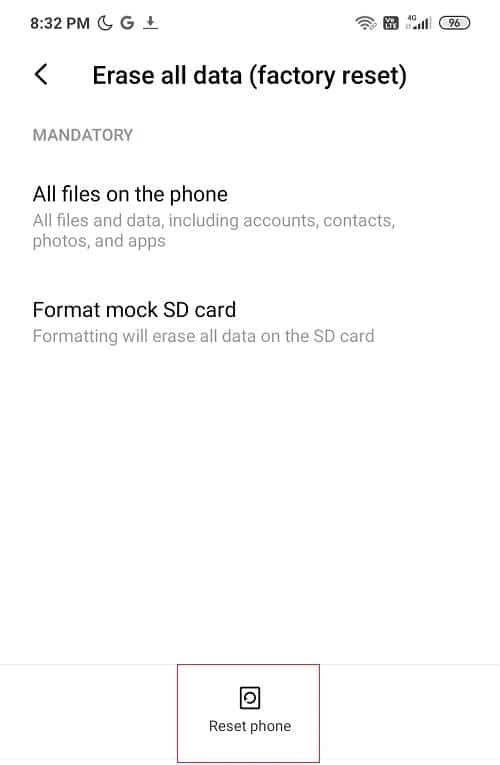 Factory Reset 