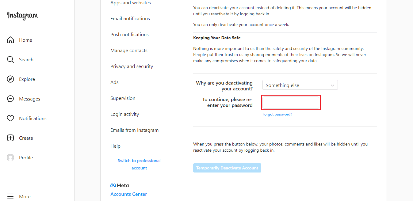 Instagram re enter password. How to Temporarily Disable my Instagram Account 