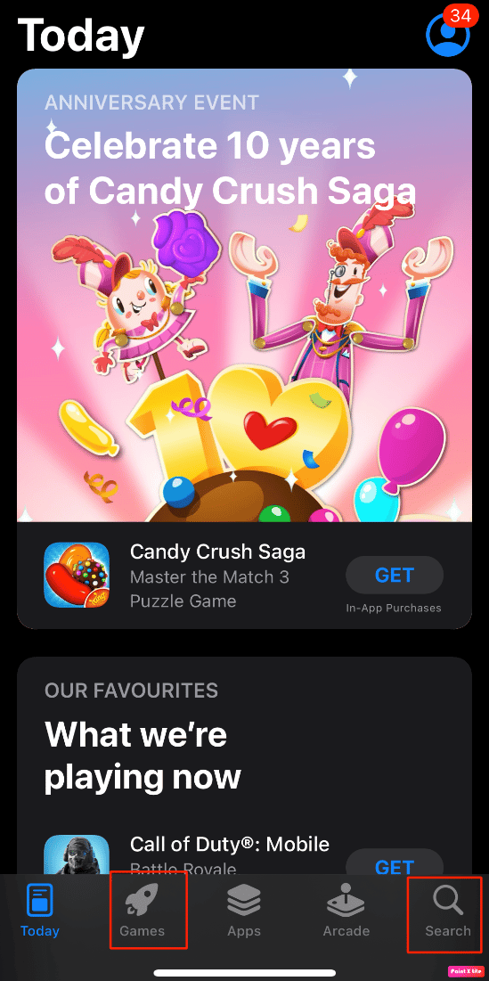 go to games or search option | Google Play games on iPhone