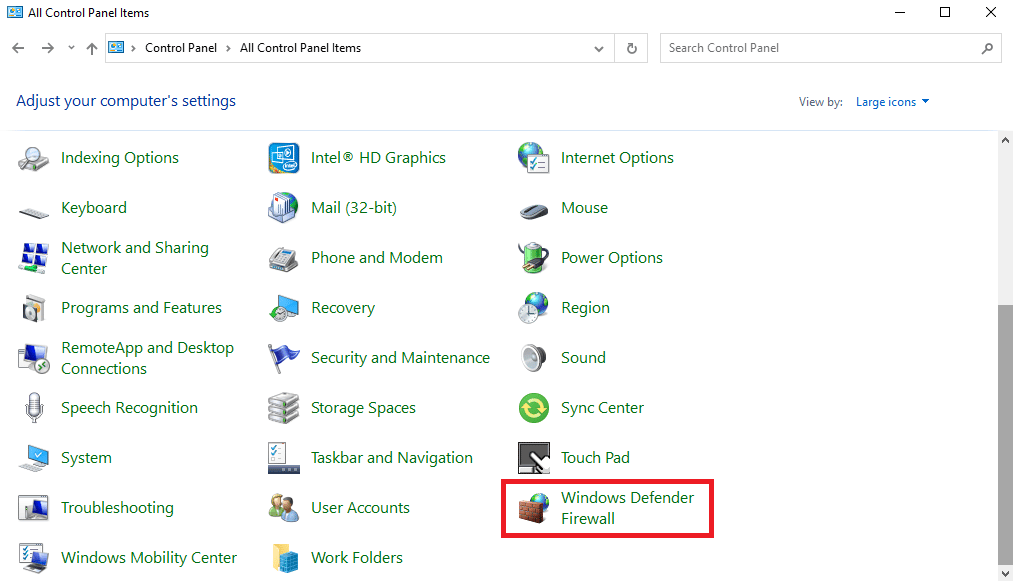 locate and click on the Windows Defender Firewall. 11 Ways to Fix Error Code 523 on Roblox 