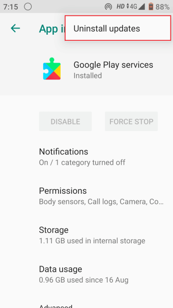 Tap on Uninstall updates. How to Downgrade Android App Without Uninstall 