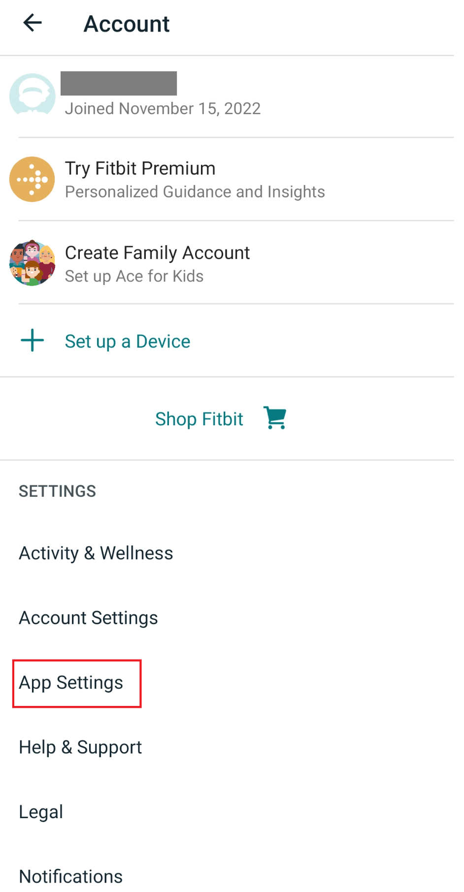 Fitbit App Settings