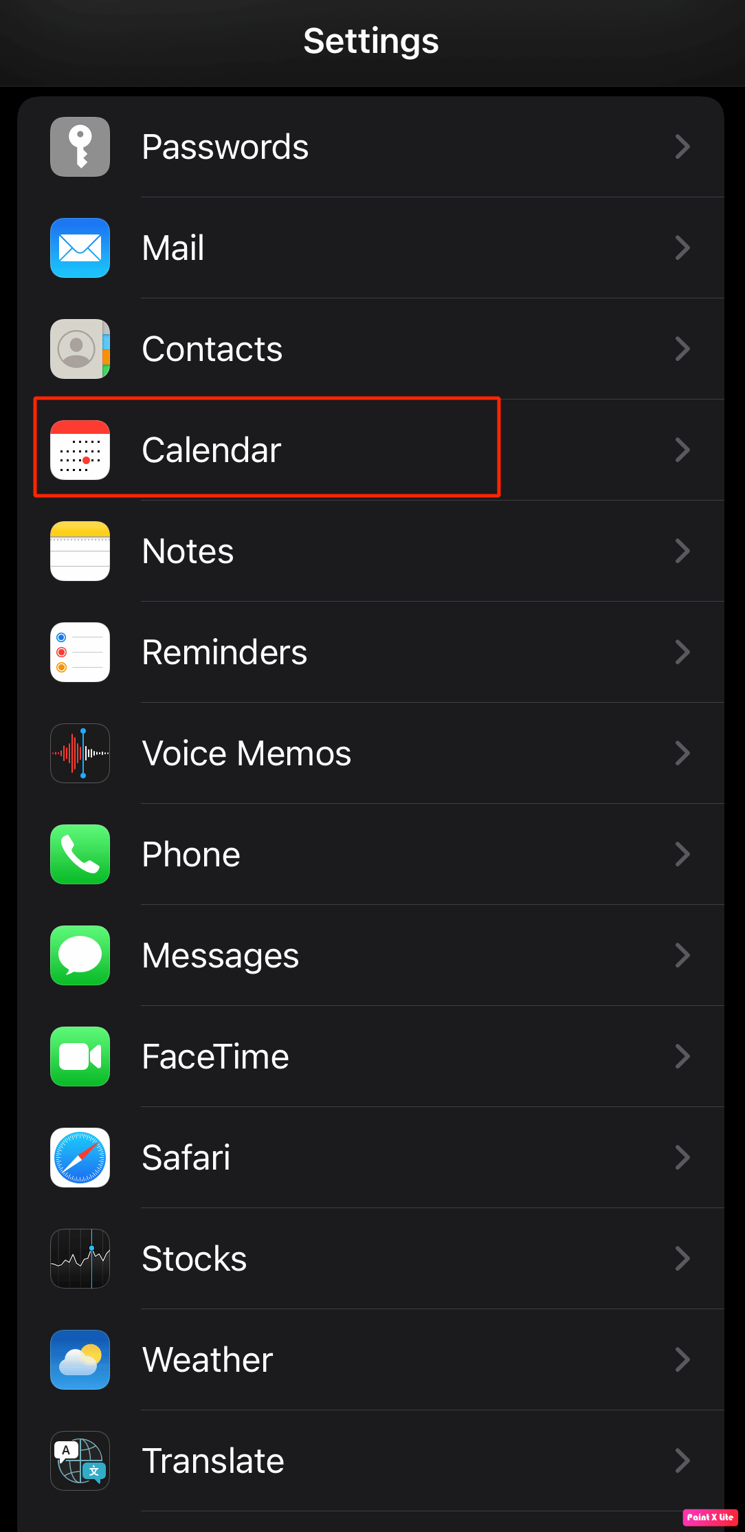 go to calendars option
