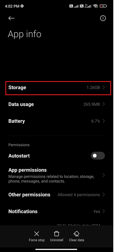 tap on Storage. Fix Samsung Galaxy 5 Voicemail Not Working