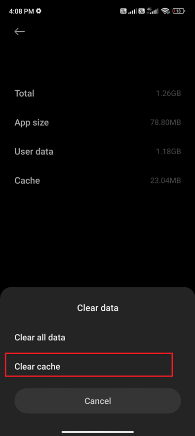 clear cache