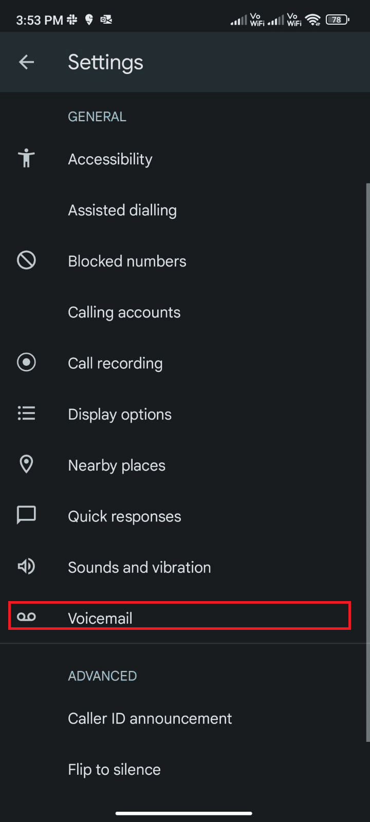 under GENERAL settings tap on Voicemail. Fix Samsung Galaxy 5 Voicemail Not Working