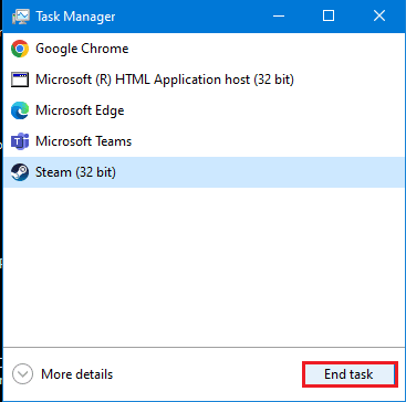 task manager Steam end task