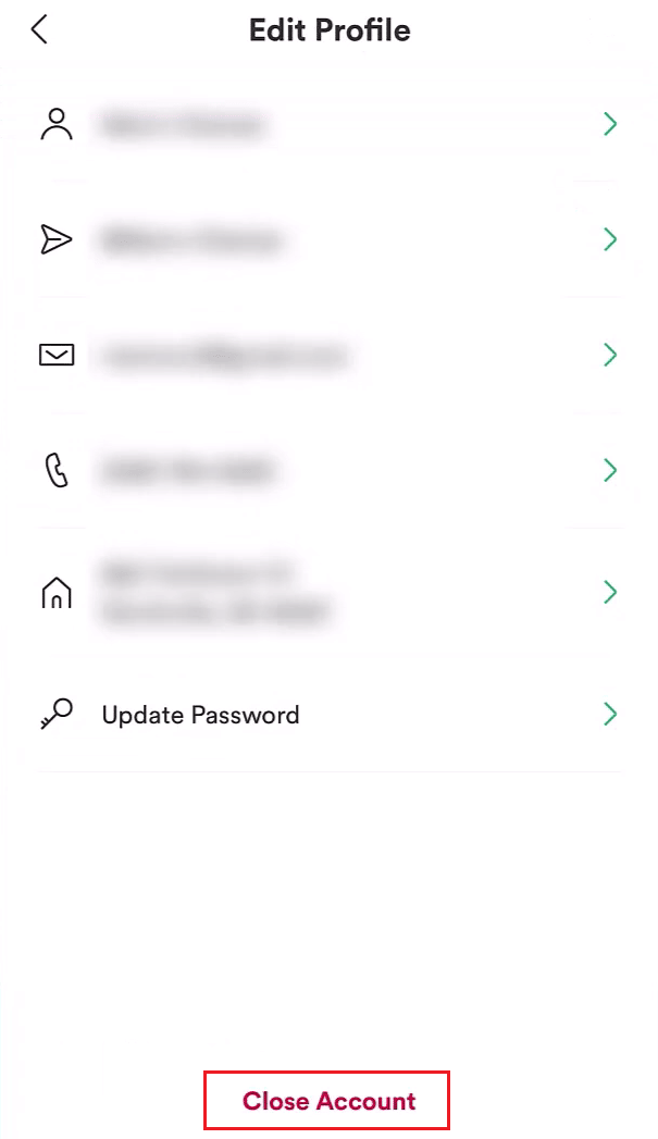 Tap on Close Account from the bottom | 