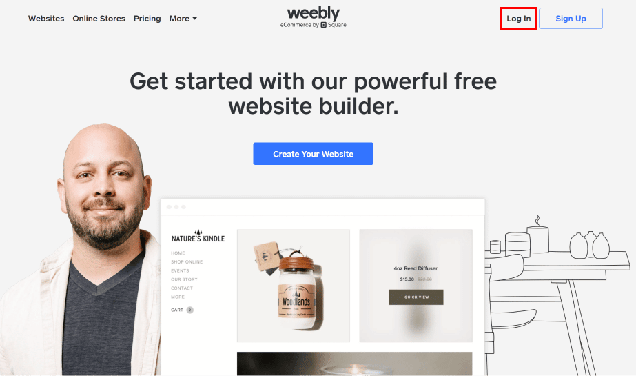 Click on the Log In option from the top-right.