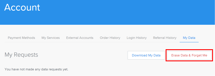 Click on Erase Data & Forget Me button.