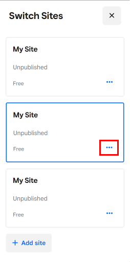 Select the website and click on the three horizontal dot icon beneath it.