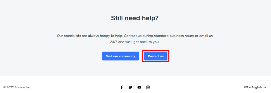 Scroll down to the bottom and click on the Contact us button.