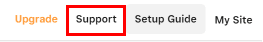 Once you are logged into your weebly account, click on the Support option from the top.