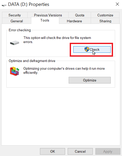 click on check button
