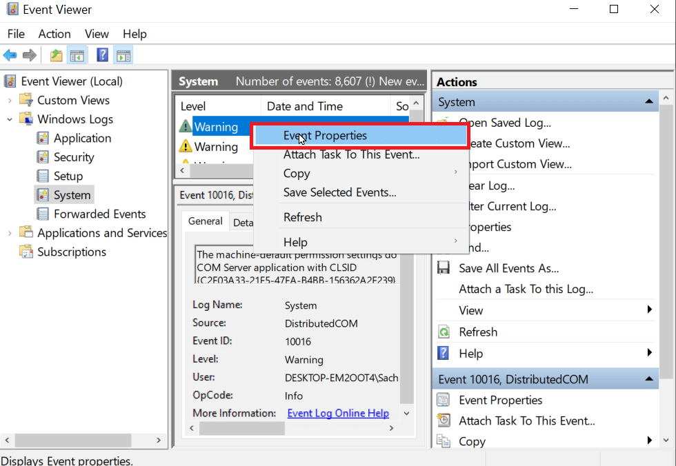 right click an event and press event properties. How to Fix Error in Formatting USB Flash Drive 
