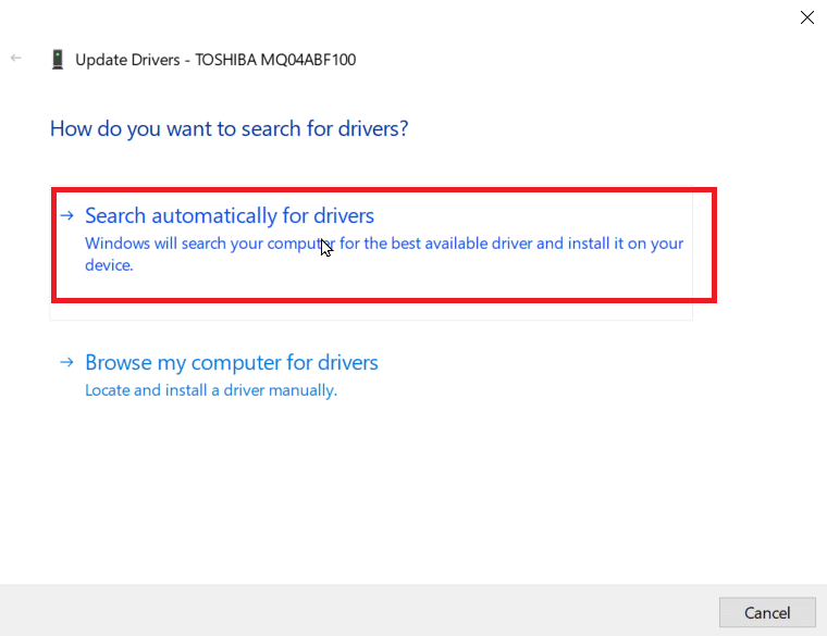 click on search automatically for drivers. How to Fix Error in Formatting USB Flash Drive 