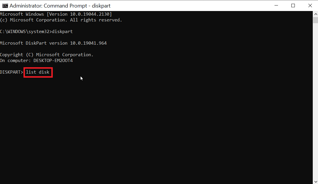 enter list disk. Fix Diskpart Error Level