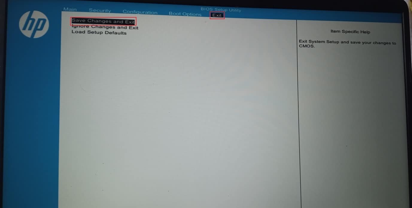 click save changes and exit