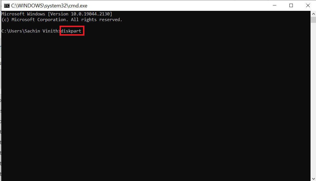 type diskpart and hit enter. Fix Diskpart Error Level