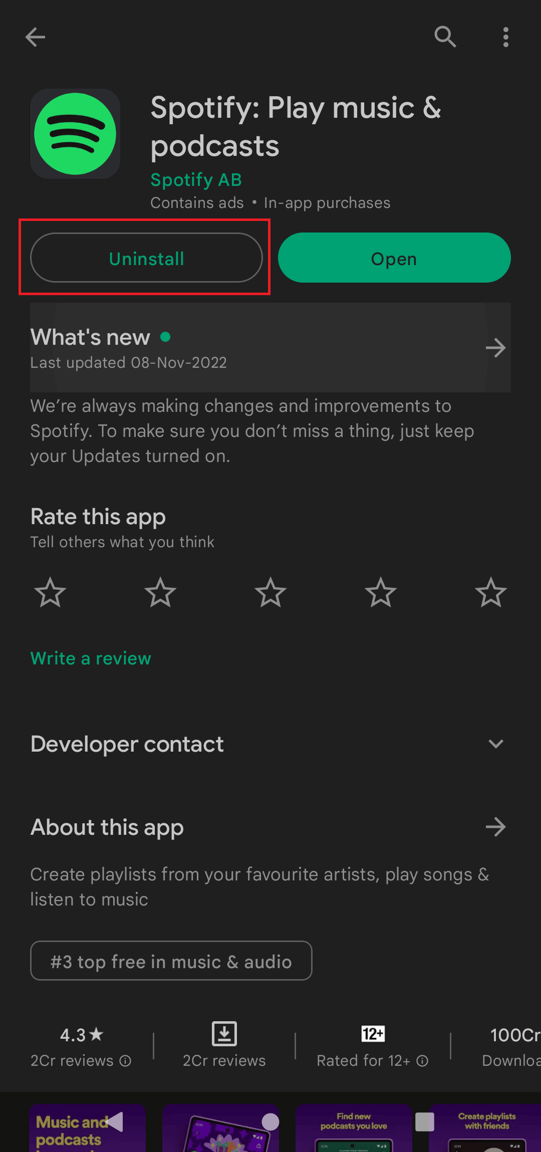 uninstall spotify