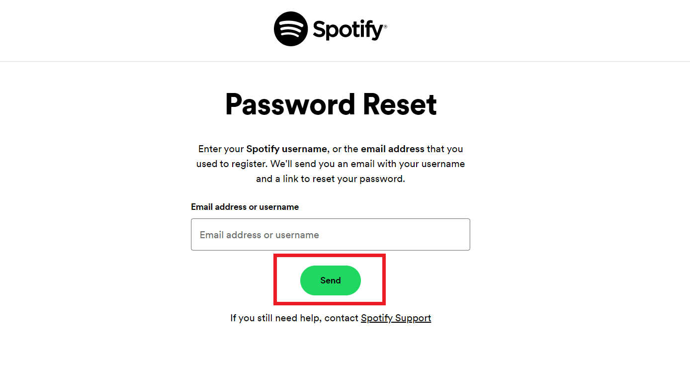 reset spotify password