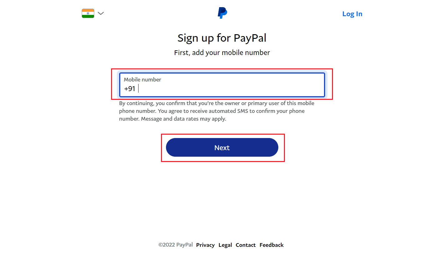 Enter your mobile number and click on Next