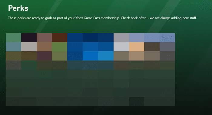 xbox game pass perks. Fix Sorry we can't show game pass perks right now Error