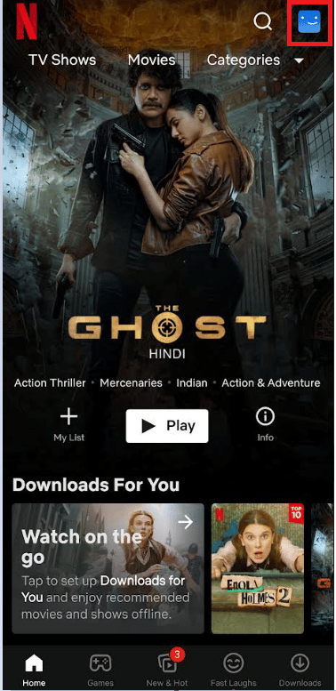 netflix app page