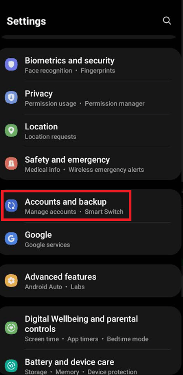 account and backup