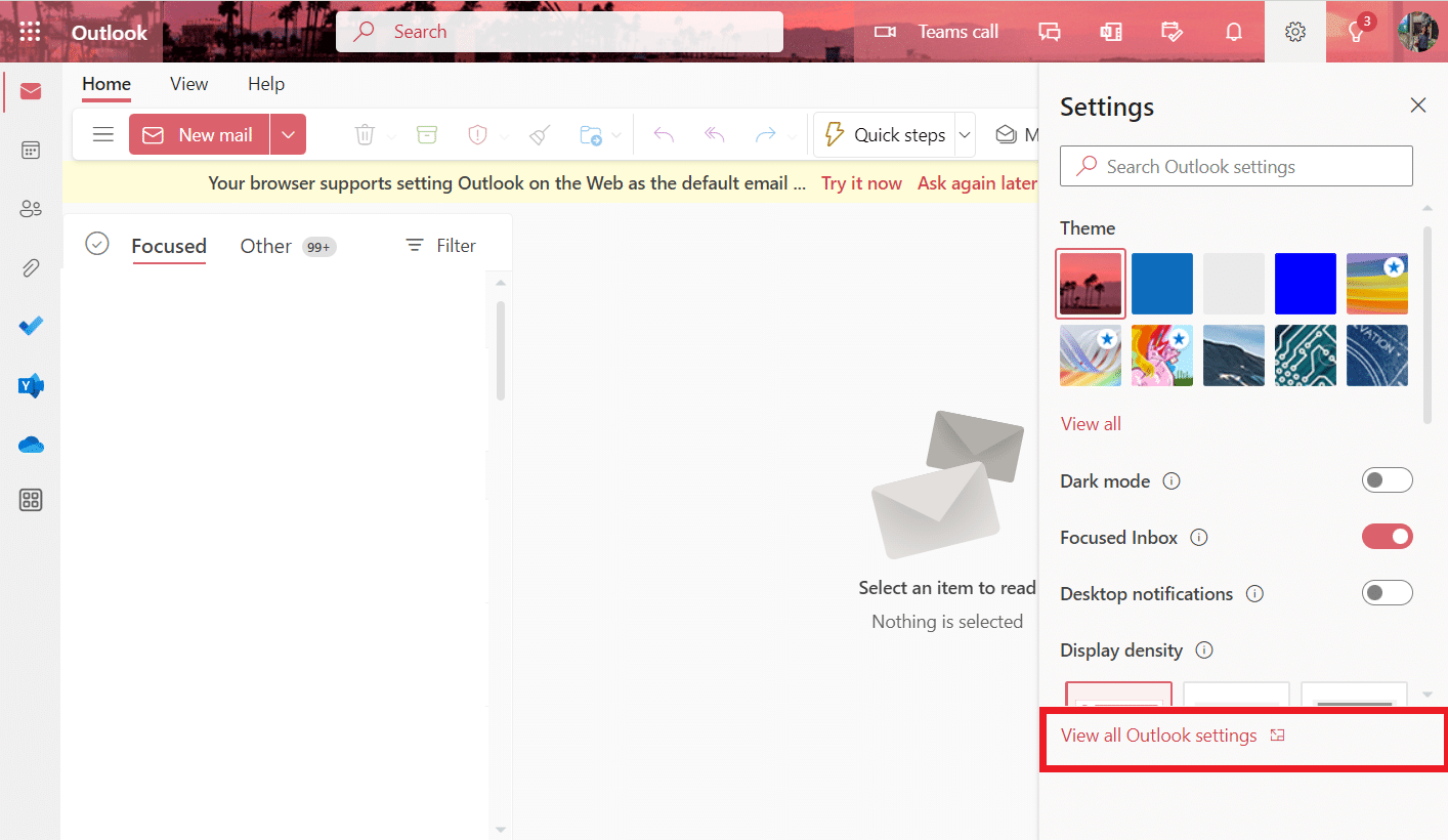 Choose View all Outlook settings