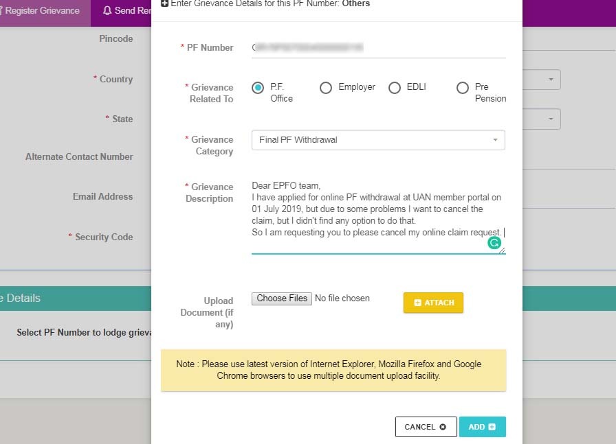 How to Cancel Online PF Withdrawal or Transfer or Advance Claim Request