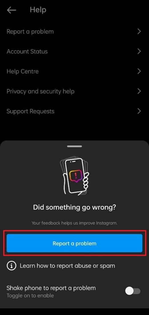 reporting a problem