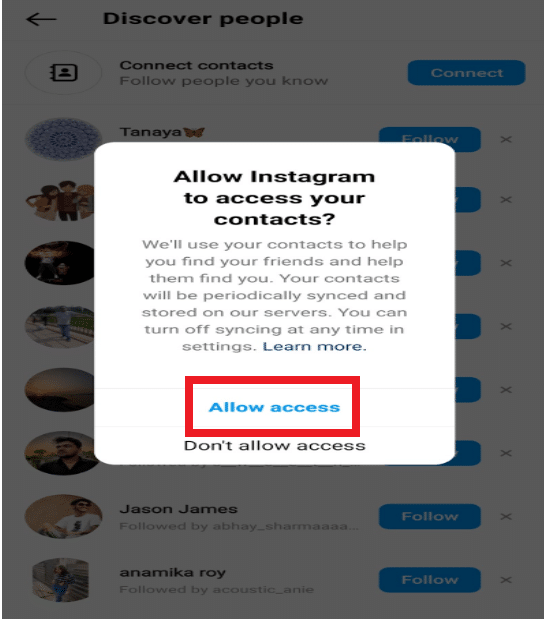 tap on Allow access